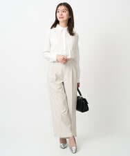 F1LFD15170 MK MICHEL KLEIN(小さいサイズ)(メゾン ドゥ サンク) 【小さいサイズ】2タックストレートワイドパンツ/洗える ベージュ