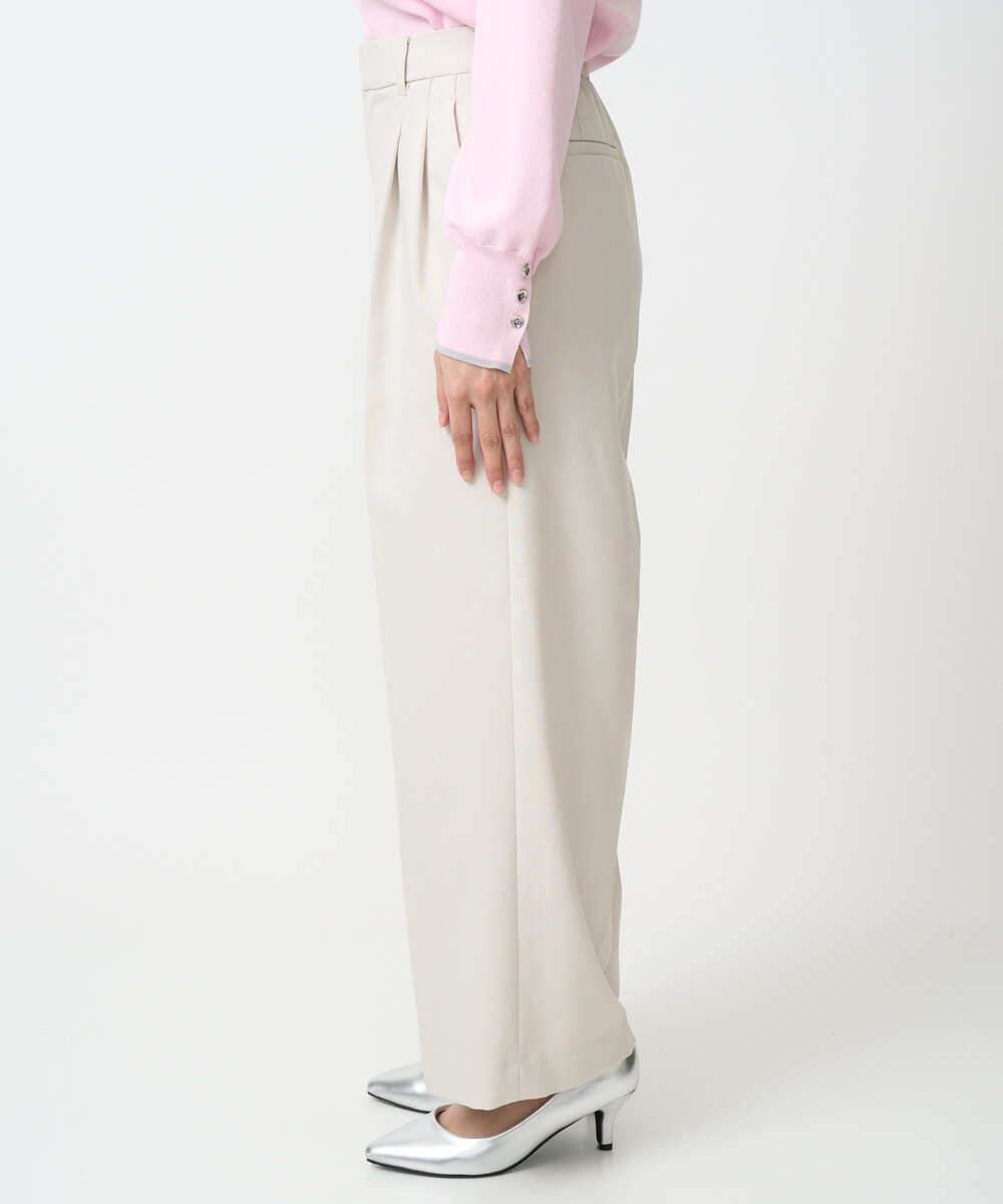 F1LFD15170 MK MICHEL KLEIN(小さいサイズ)(メゾン ドゥ サンク) 【小さいサイズ】2タックストレートワイドパンツ/洗える ベージュ