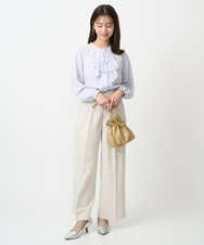 F1LFD15170 MK MICHEL KLEIN(小さいサイズ)(メゾン ドゥ サンク) 【小さいサイズ】2タックストレートワイドパンツ/洗える ベージュ