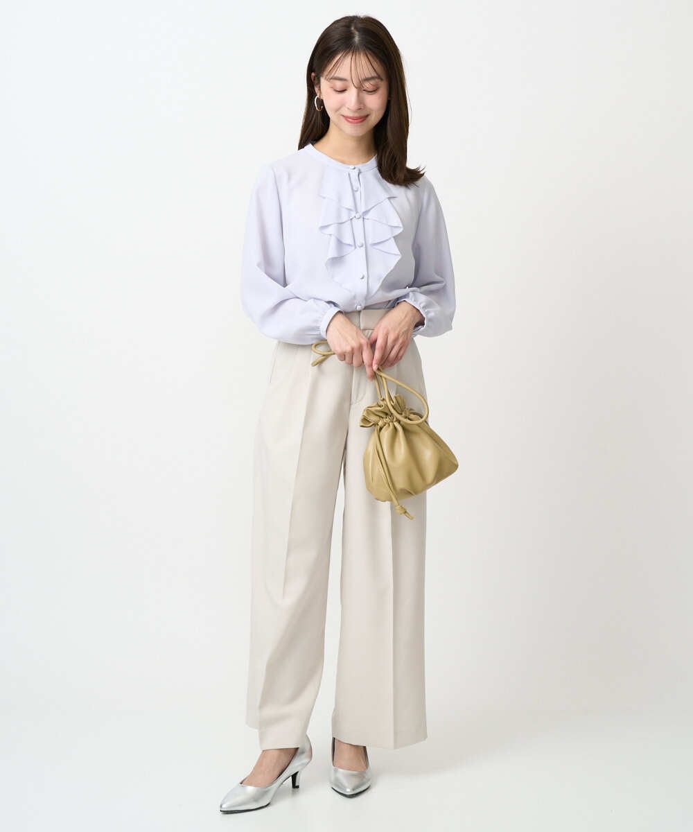 F1LFD15170 MK MICHEL KLEIN(小さいサイズ)(メゾン ドゥ サンク) 【小さいサイズ】2タックストレートワイドパンツ/洗える ベージュ