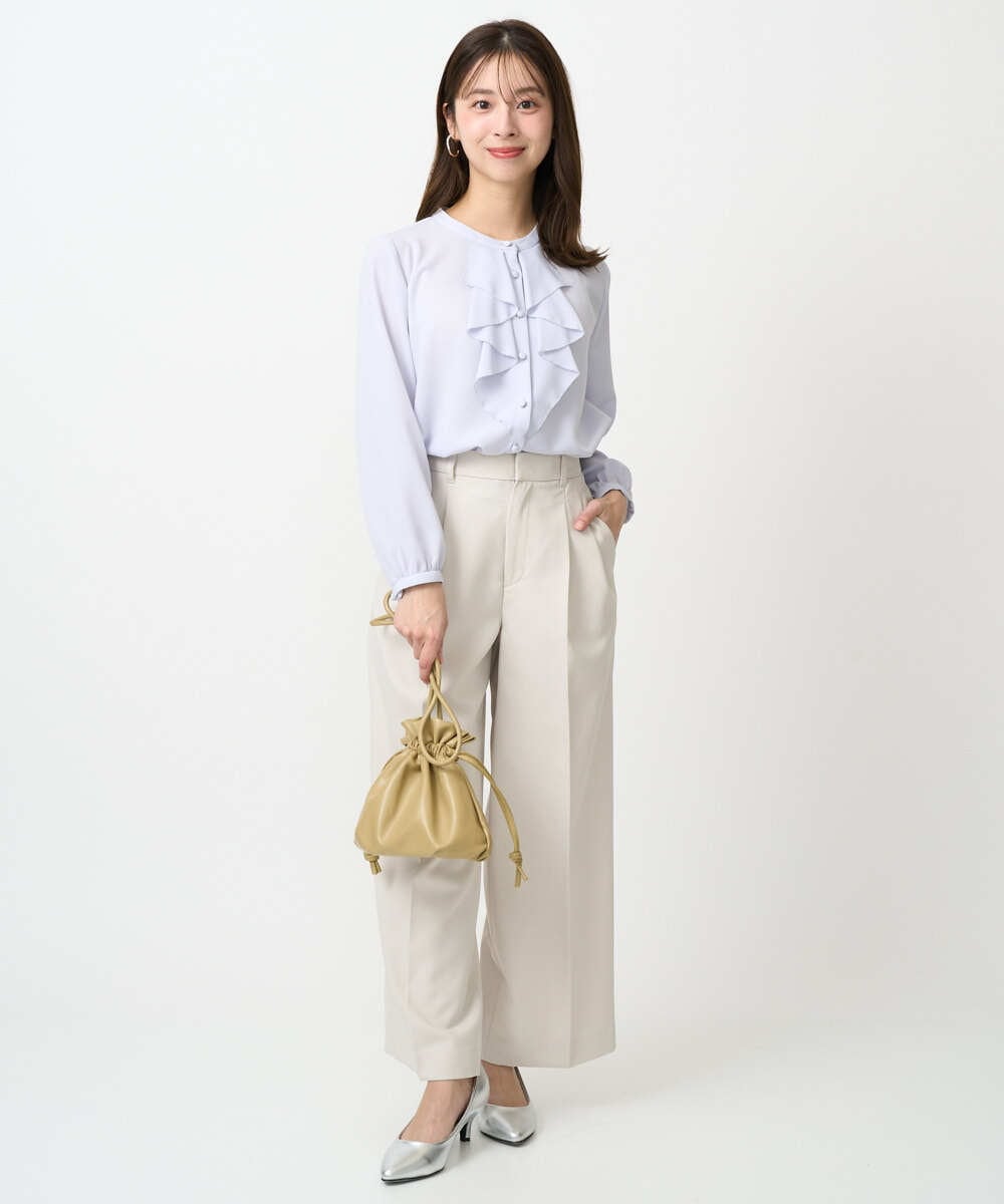 F1LFD15170 MK MICHEL KLEIN(小さいサイズ)(メゾン ドゥ サンク) 【小さいサイズ】2タックストレートワイドパンツ/洗える ベージュ