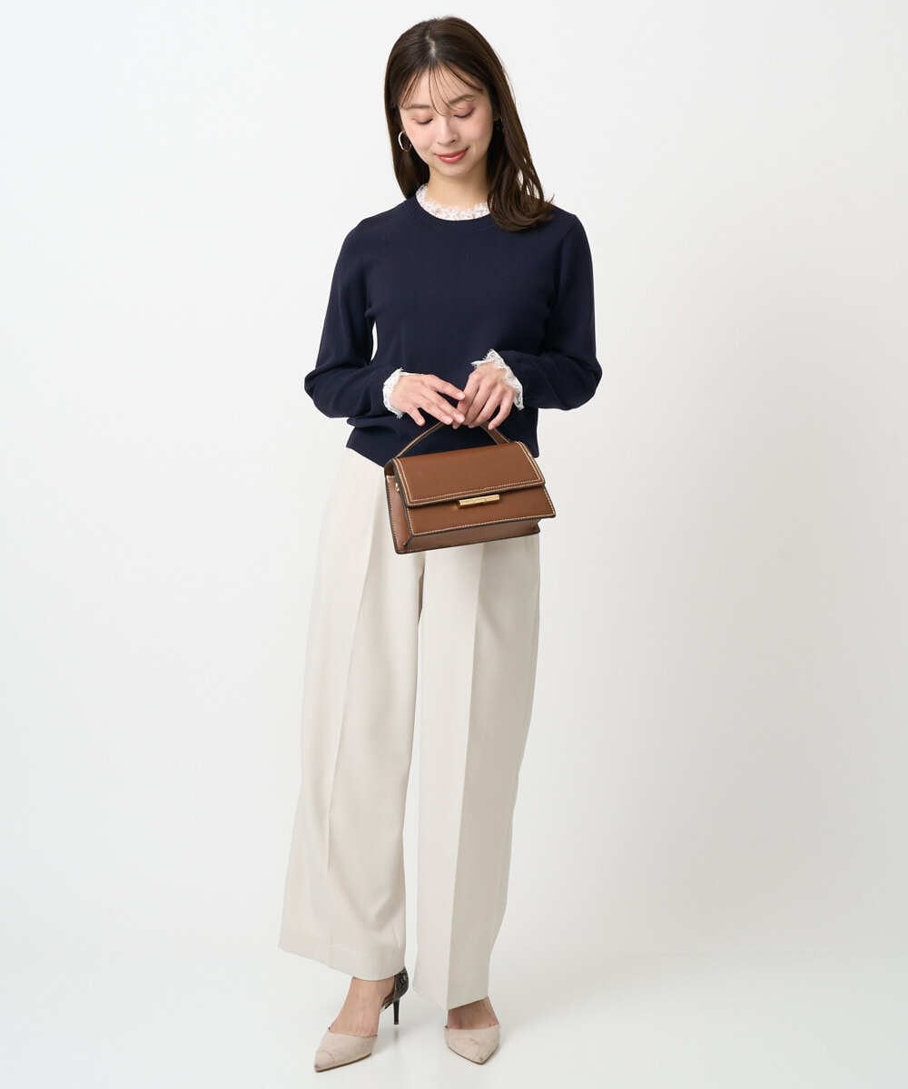 F1LFD15170 MK MICHEL KLEIN(小さいサイズ)(メゾン ドゥ サンク) 【小さいサイズ】2タックストレートワイドパンツ/洗える ベージュ