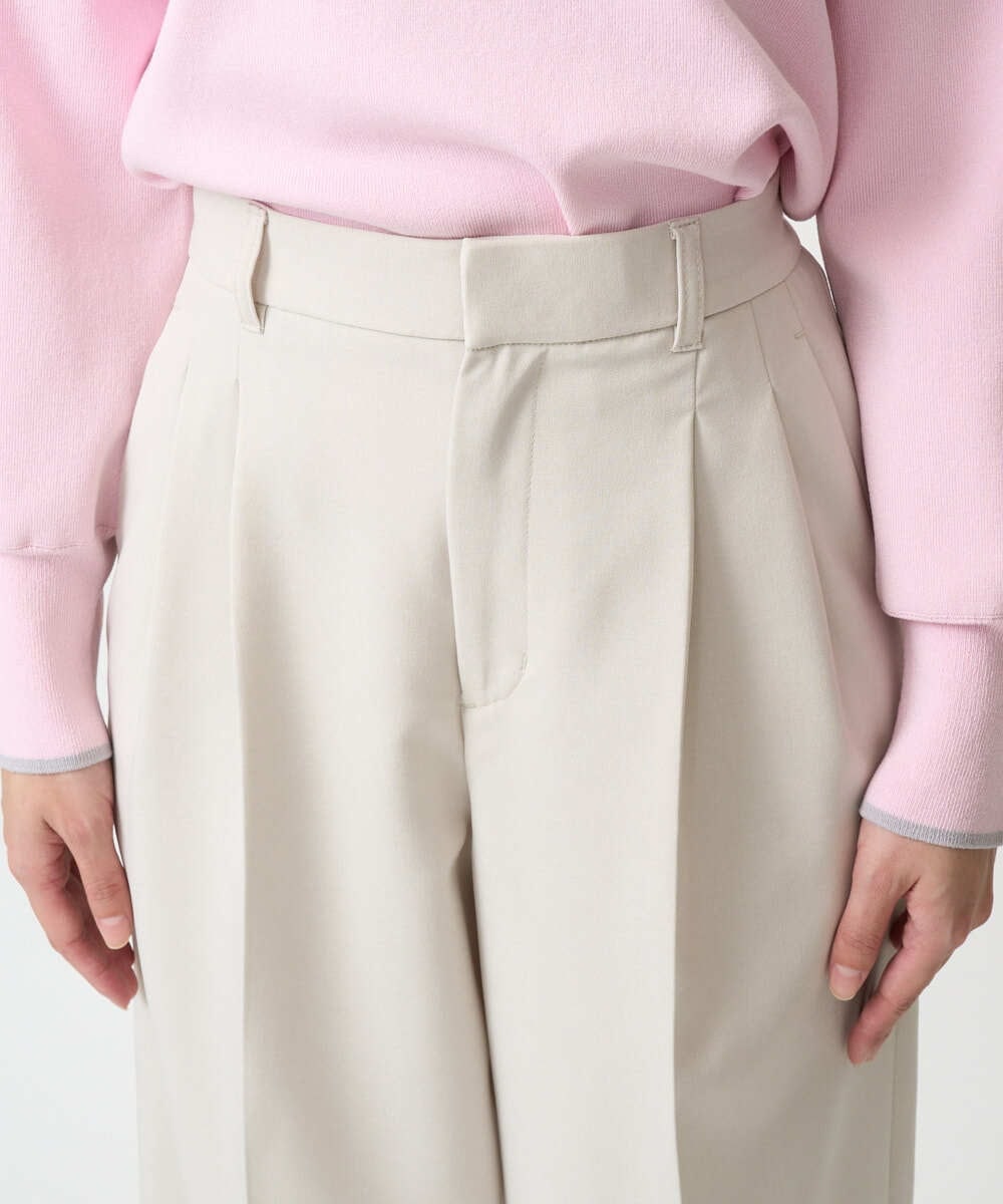 F1LFD15170 MK MICHEL KLEIN(小さいサイズ)(メゾン ドゥ サンク) 【小さいサイズ】2タックストレートワイドパンツ/洗える ベージュ