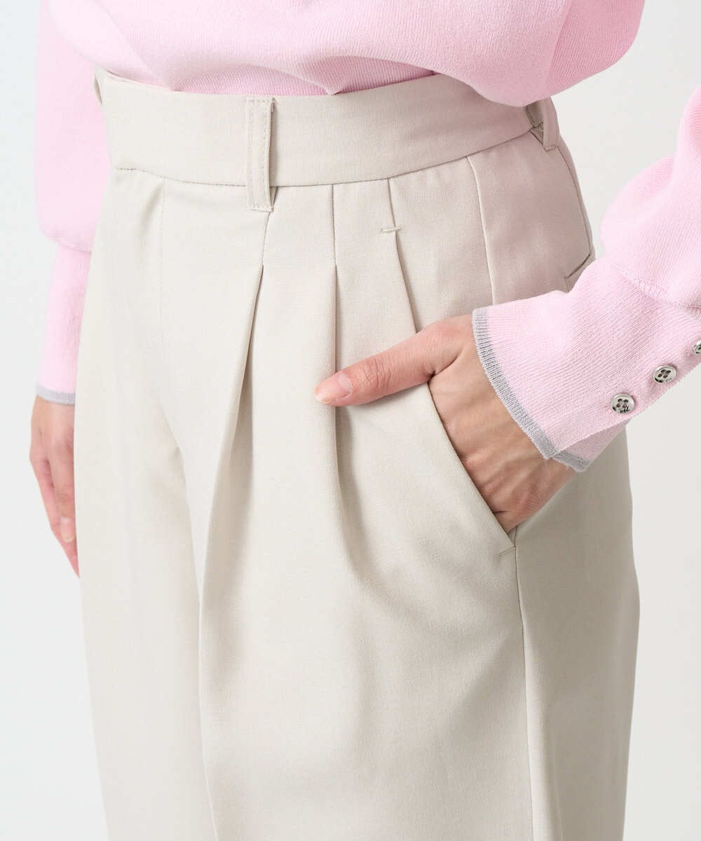 F1LFD15170 MK MICHEL KLEIN(小さいサイズ)(メゾン ドゥ サンク) 【小さいサイズ】2タックストレートワイドパンツ/洗える ベージュ