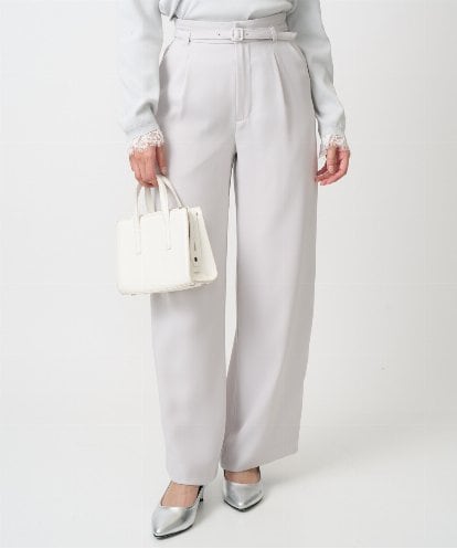 F1LFD24160  【小さいサイズ】共地ベルト付きワイドパンツ/撥水/防シワ/洗える