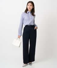 F1LFD24160 MK MICHEL KLEIN(小さいサイズ)(メゾン ドゥ サンク) 【小さいサイズ】共地ベルト付きワイドパンツ/撥水/防シワ/洗える ライトグレー