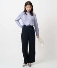 F1LFD24160 MK MICHEL KLEIN(小さいサイズ)(メゾン ドゥ サンク) 【小さいサイズ】共地ベルト付きワイドパンツ/撥水/防シワ/洗える ライトグレー