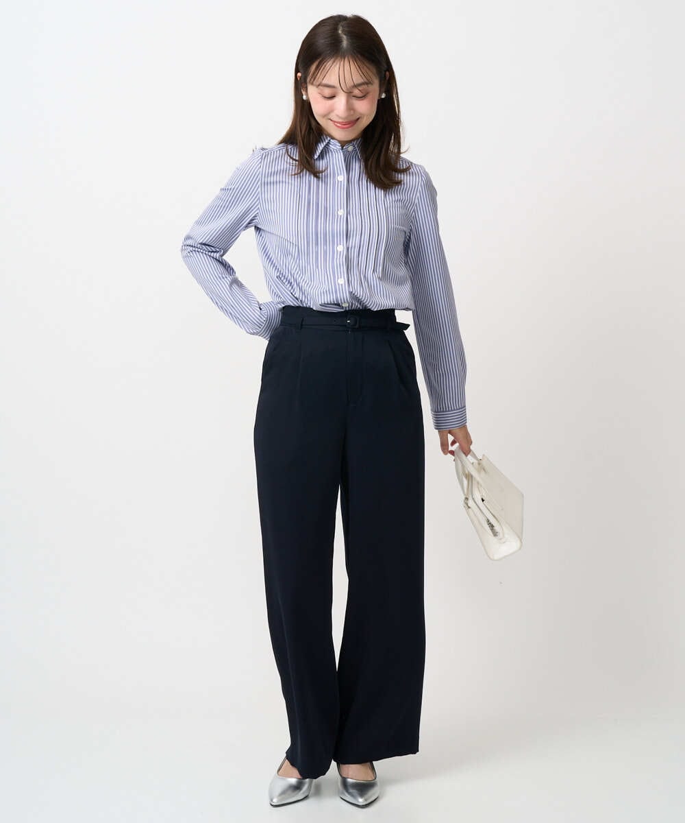 F1LFD24160 MK MICHEL KLEIN(小さいサイズ)(メゾン ドゥ サンク) 【小さいサイズ】共地ベルト付きワイドパンツ/撥水/防シワ/洗える ライトグレー