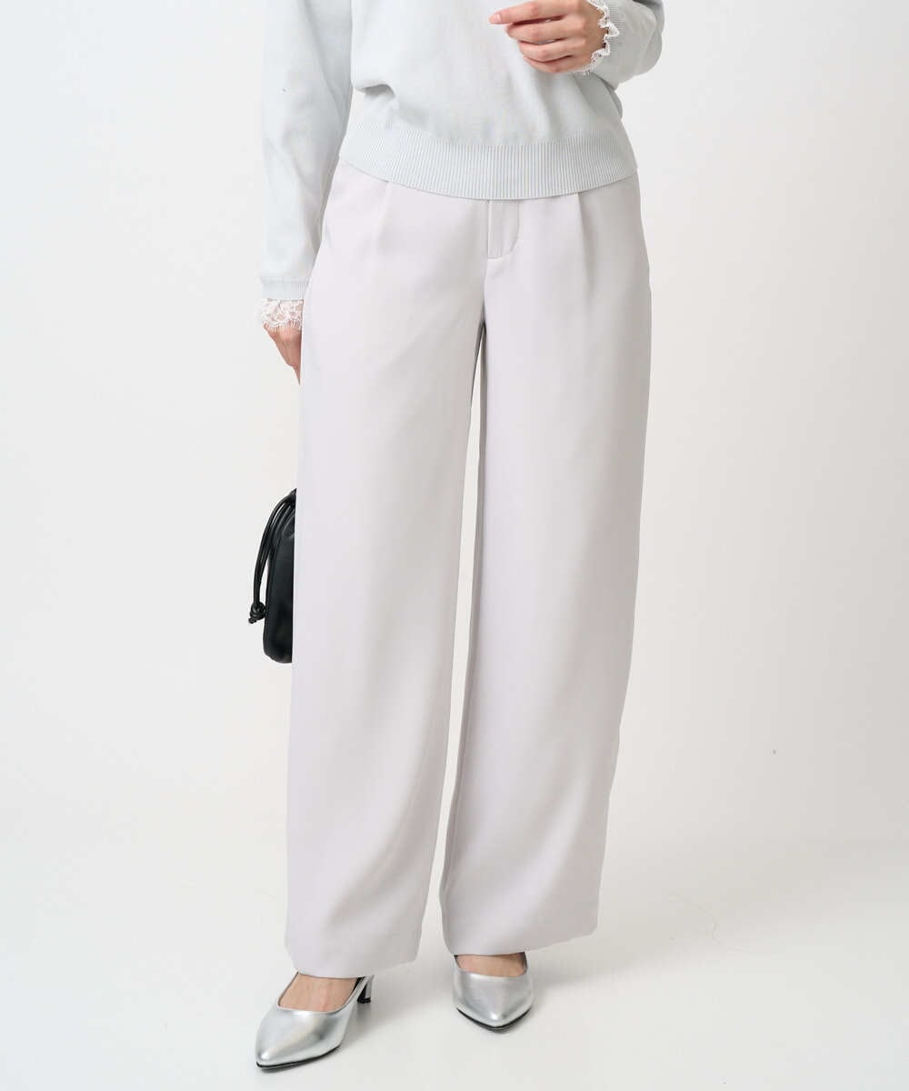F1LFD24160 MK MICHEL KLEIN(小さいサイズ)(メゾン ドゥ サンク) 【小さいサイズ】共地ベルト付きワイドパンツ/撥水/防シワ/洗える ライトグレー