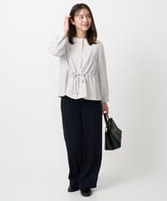 F1LFD24160 MK MICHEL KLEIN(小さいサイズ)(メゾン ドゥ サンク) 【小さいサイズ】共地ベルト付きワイドパンツ/撥水/防シワ/洗える ライトグレー