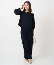 F1LFD24160 MK MICHEL KLEIN(小さいサイズ)(メゾン ドゥ サンク) 【小さいサイズ】共地ベルト付きワイドパンツ/撥水/防シワ/洗える ライトグレー