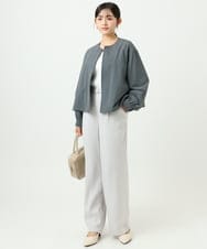 F1LFD24160 MK MICHEL KLEIN(小さいサイズ)(メゾン ドゥ サンク) 【小さいサイズ】共地ベルト付きワイドパンツ/撥水/防シワ/洗える ライトグレー