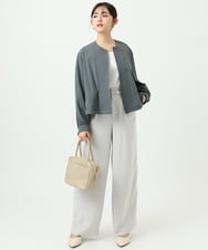 F1LFD24160 MK MICHEL KLEIN(小さいサイズ)(メゾン ドゥ サンク) 【小さいサイズ】共地ベルト付きワイドパンツ/撥水/防シワ/洗える ライトグレー