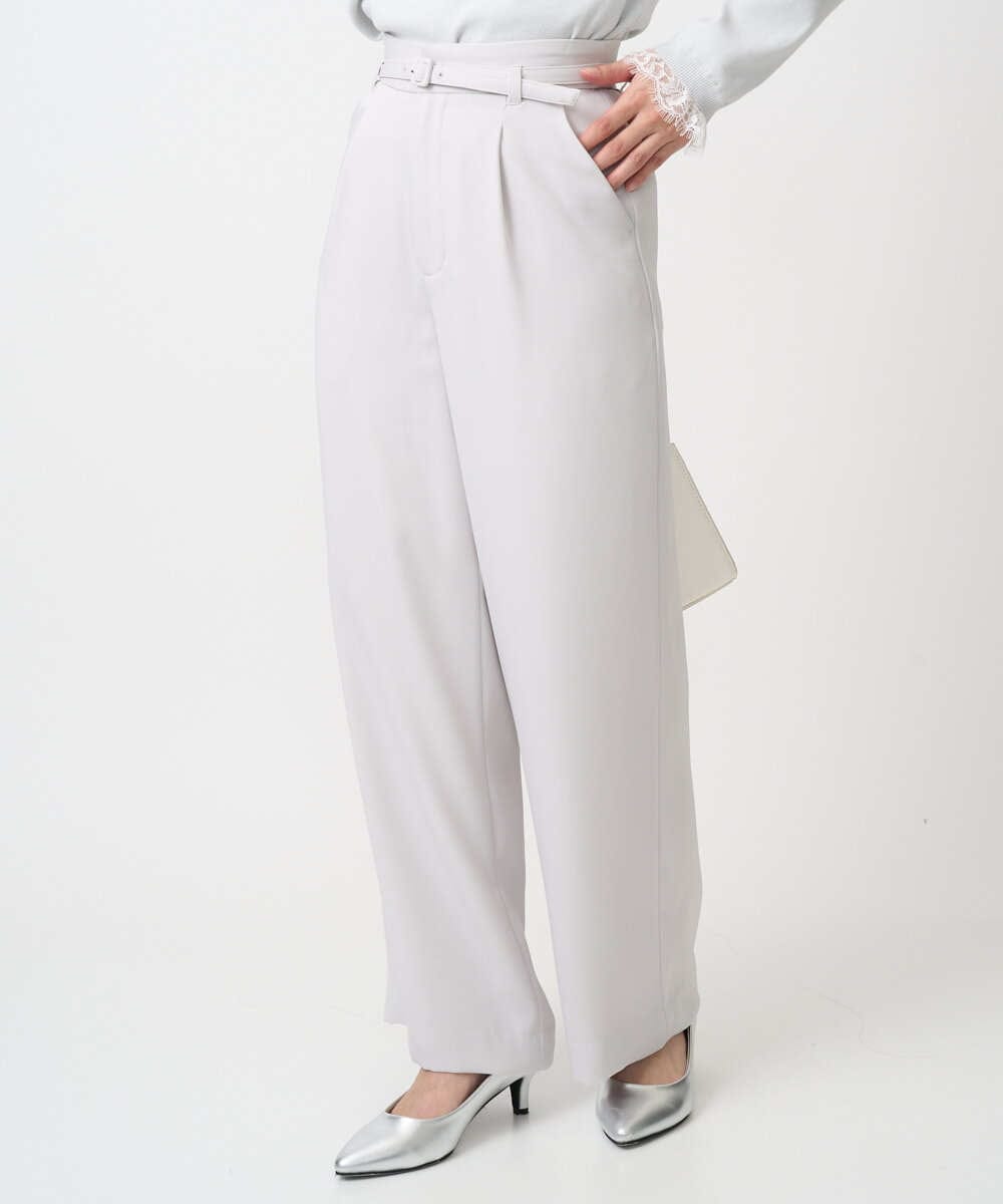 F1LFD24160 MK MICHEL KLEIN(小さいサイズ)(メゾン ドゥ サンク) 【小さいサイズ】共地ベルト付きワイドパンツ/撥水/防シワ/洗える ライトグレー