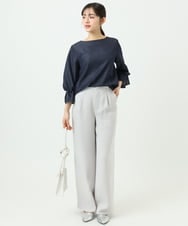 F1LFD24160 MK MICHEL KLEIN(小さいサイズ)(メゾン ドゥ サンク) 【小さいサイズ】共地ベルト付きワイドパンツ/撥水/防シワ/洗える ライトグレー