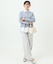 F1LFD24160 MK MICHEL KLEIN(小さいサイズ)(メゾン ドゥ サンク) 【小さいサイズ】共地ベルト付きワイドパンツ/撥水/防シワ/洗える ライトグレー