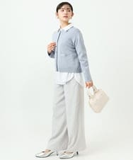 F1LFD24160 MK MICHEL KLEIN(小さいサイズ)(メゾン ドゥ サンク) 【小さいサイズ】共地ベルト付きワイドパンツ/撥水/防シワ/洗える ライトグレー