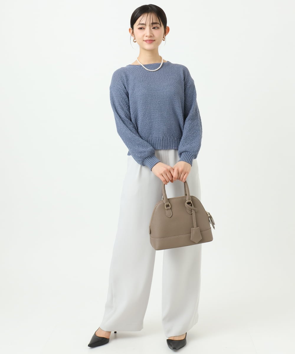 F1LFD24160 MK MICHEL KLEIN(小さいサイズ)(メゾン ドゥ サンク) 【小さいサイズ】共地ベルト付きワイドパンツ/撥水/防シワ/洗える ライトグレー