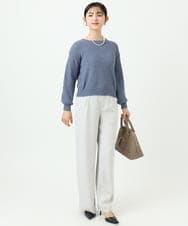 F1LFD24160 MK MICHEL KLEIN(小さいサイズ)(メゾン ドゥ サンク) 【小さいサイズ】共地ベルト付きワイドパンツ/撥水/防シワ/洗える ライトグレー