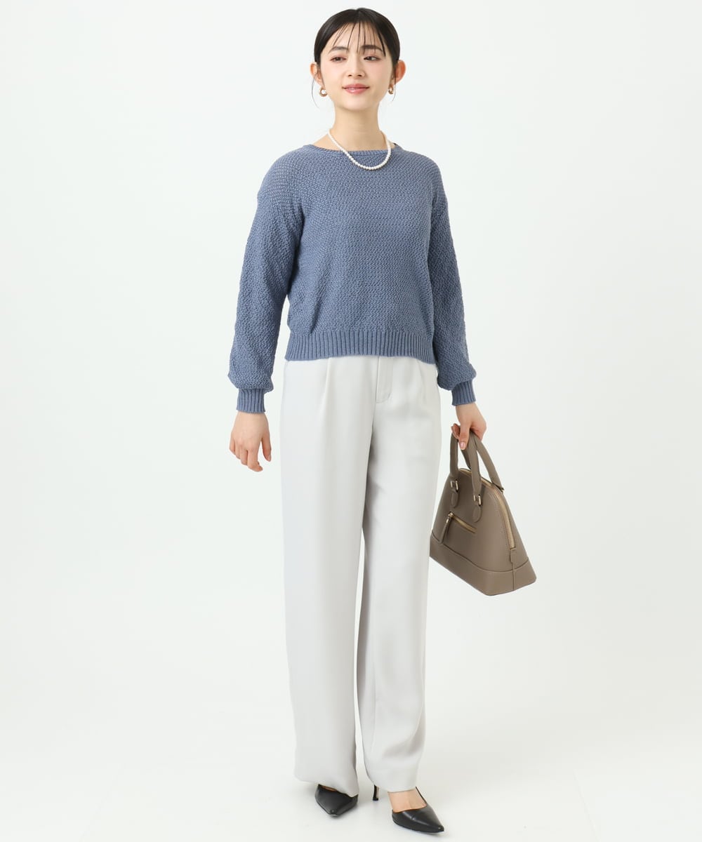 F1LFD24160 MK MICHEL KLEIN(小さいサイズ)(メゾン ドゥ サンク) 【小さいサイズ】共地ベルト付きワイドパンツ/撥水/防シワ/洗える ライトグレー