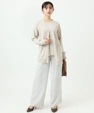 F1LFD24160 MK MICHEL KLEIN(小さいサイズ)(メゾン ドゥ サンク) 【小さいサイズ】共地ベルト付きワイドパンツ/撥水/防シワ/洗える ライトグレー