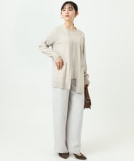 F1LFD24160 MK MICHEL KLEIN(小さいサイズ)(メゾン ドゥ サンク) 【小さいサイズ】共地ベルト付きワイドパンツ/撥水/防シワ/洗える ライトグレー