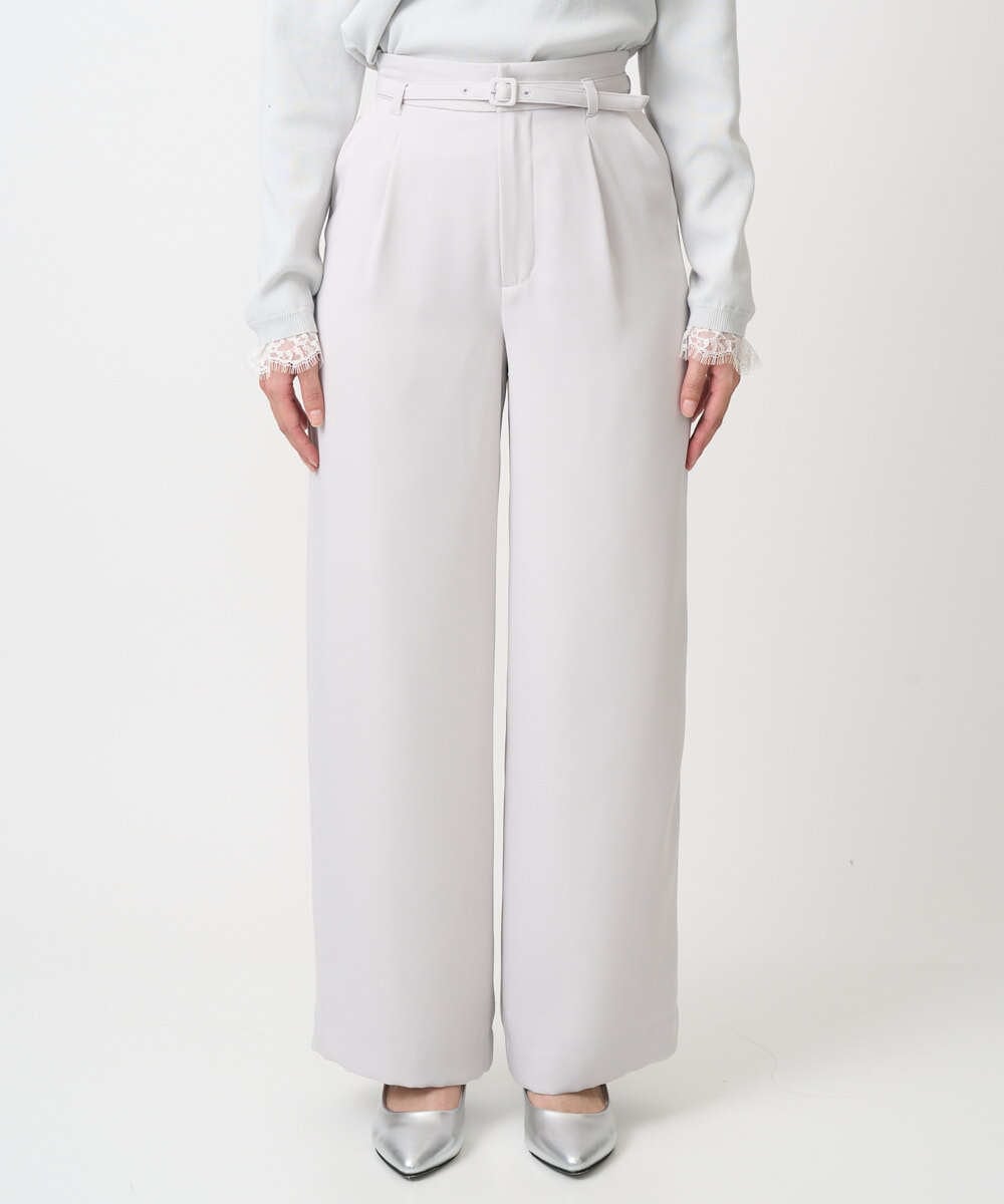 F1LFD24160 MK MICHEL KLEIN(小さいサイズ)(メゾン ドゥ サンク) 【小さいサイズ】共地ベルト付きワイドパンツ/撥水/防シワ/洗える ライトグレー