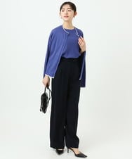 F1LFD24160 MK MICHEL KLEIN(小さいサイズ)(メゾン ドゥ サンク) 【小さいサイズ】共地ベルト付きワイドパンツ/撥水/防シワ/洗える ライトグレー