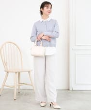 F1LFD24160 MK MICHEL KLEIN(小さいサイズ)(メゾン ドゥ サンク) 【小さいサイズ】共地ベルト付きワイドパンツ/撥水/防シワ/洗える ライトグレー