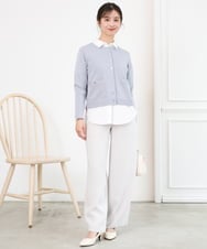 F1LFD24160 MK MICHEL KLEIN(小さいサイズ)(メゾン ドゥ サンク) 【小さいサイズ】共地ベルト付きワイドパンツ/撥水/防シワ/洗える ライトグレー