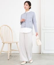 F1LFD24160 MK MICHEL KLEIN(小さいサイズ)(メゾン ドゥ サンク) 【小さいサイズ】共地ベルト付きワイドパンツ/撥水/防シワ/洗える ライトグレー