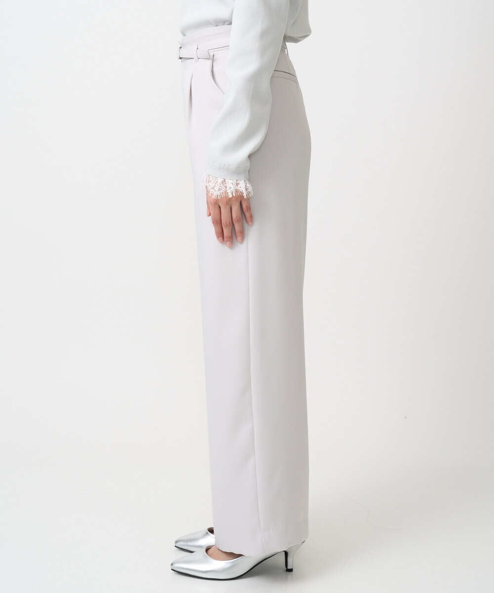 F1LFD24160 MK MICHEL KLEIN(小さいサイズ)(メゾン ドゥ サンク) 【小さいサイズ】共地ベルト付きワイドパンツ/撥水/防シワ/洗える ライトグレー