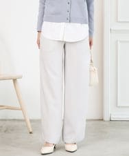 F1LFD24160 MK MICHEL KLEIN(小さいサイズ)(メゾン ドゥ サンク) 【小さいサイズ】共地ベルト付きワイドパンツ/撥水/防シワ/洗える ライトグレー