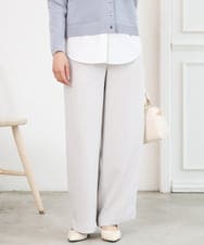 F1LFD24160 MK MICHEL KLEIN(小さいサイズ)(メゾン ドゥ サンク) 【小さいサイズ】共地ベルト付きワイドパンツ/撥水/防シワ/洗える ライトグレー