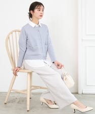 F1LFD24160 MK MICHEL KLEIN(小さいサイズ)(メゾン ドゥ サンク) 【小さいサイズ】共地ベルト付きワイドパンツ/撥水/防シワ/洗える ライトグレー