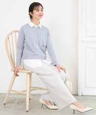 F1LFD24160 MK MICHEL KLEIN(小さいサイズ)(メゾン ドゥ サンク) 【小さいサイズ】共地ベルト付きワイドパンツ/撥水/防シワ/洗える ライトグレー