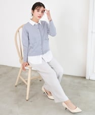 F1LFD24160 MK MICHEL KLEIN(小さいサイズ)(メゾン ドゥ サンク) 【小さいサイズ】共地ベルト付きワイドパンツ/撥水/防シワ/洗える ライトグレー