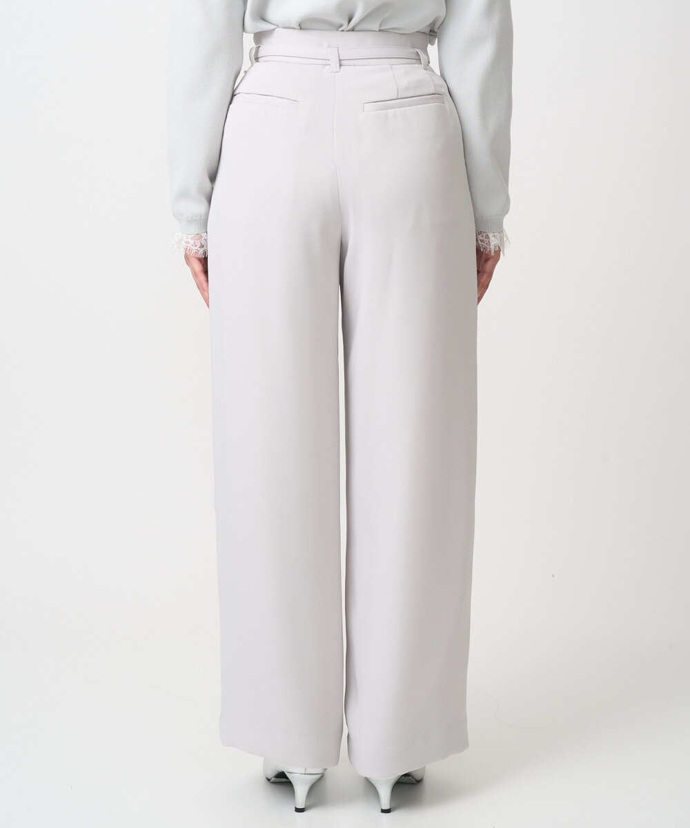 F1LFD24160 MK MICHEL KLEIN(小さいサイズ)(メゾン ドゥ サンク) 【小さいサイズ】共地ベルト付きワイドパンツ/撥水/防シワ/洗える ライトグレー