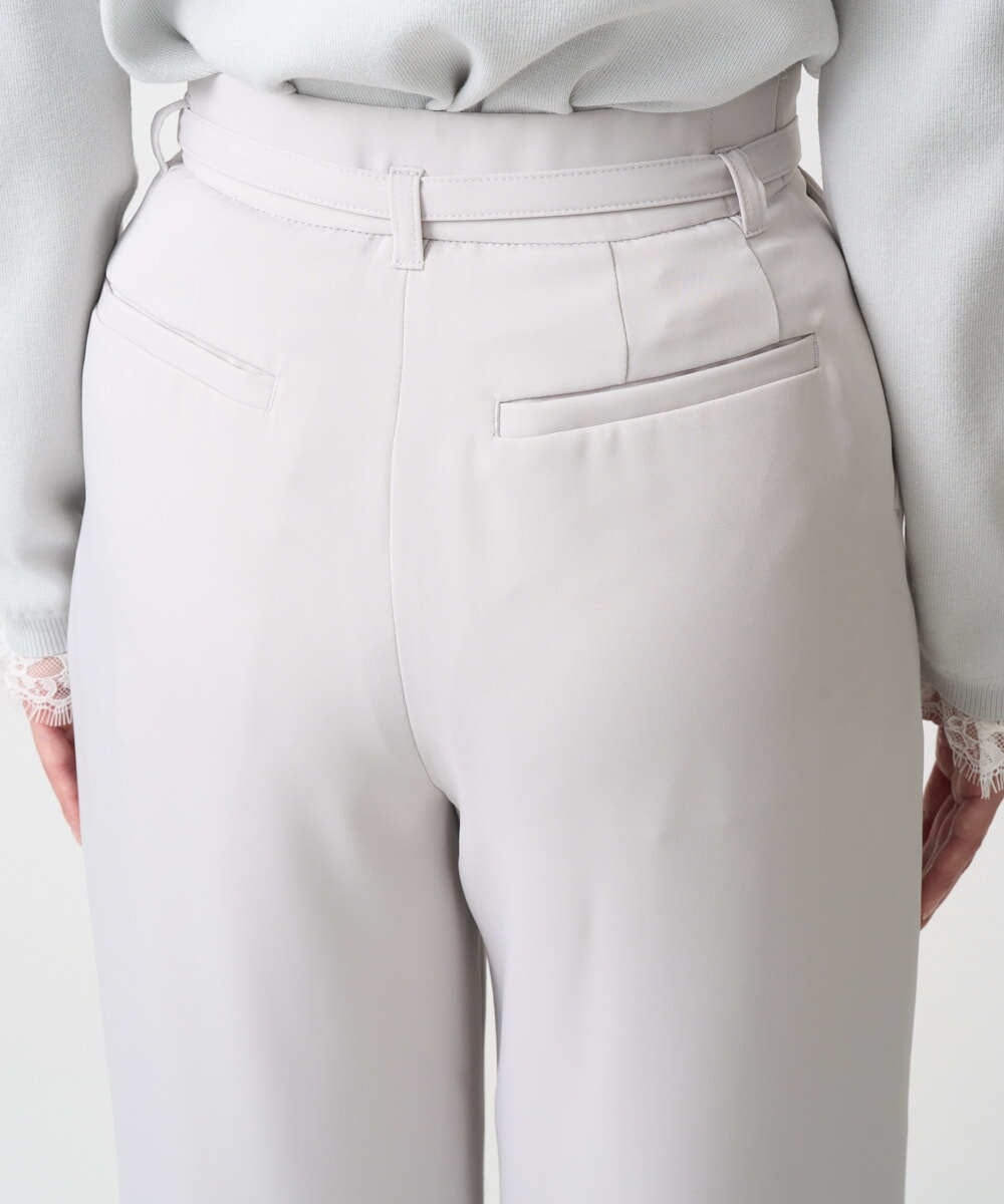 F1LFD24160 MK MICHEL KLEIN(小さいサイズ)(メゾン ドゥ サンク) 【小さいサイズ】共地ベルト付きワイドパンツ/撥水/防シワ/洗える ライトグレー