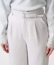 F1LFD24160 MK MICHEL KLEIN(小さいサイズ)(メゾン ドゥ サンク) 【小さいサイズ】共地ベルト付きワイドパンツ/撥水/防シワ/洗える ライトグレー