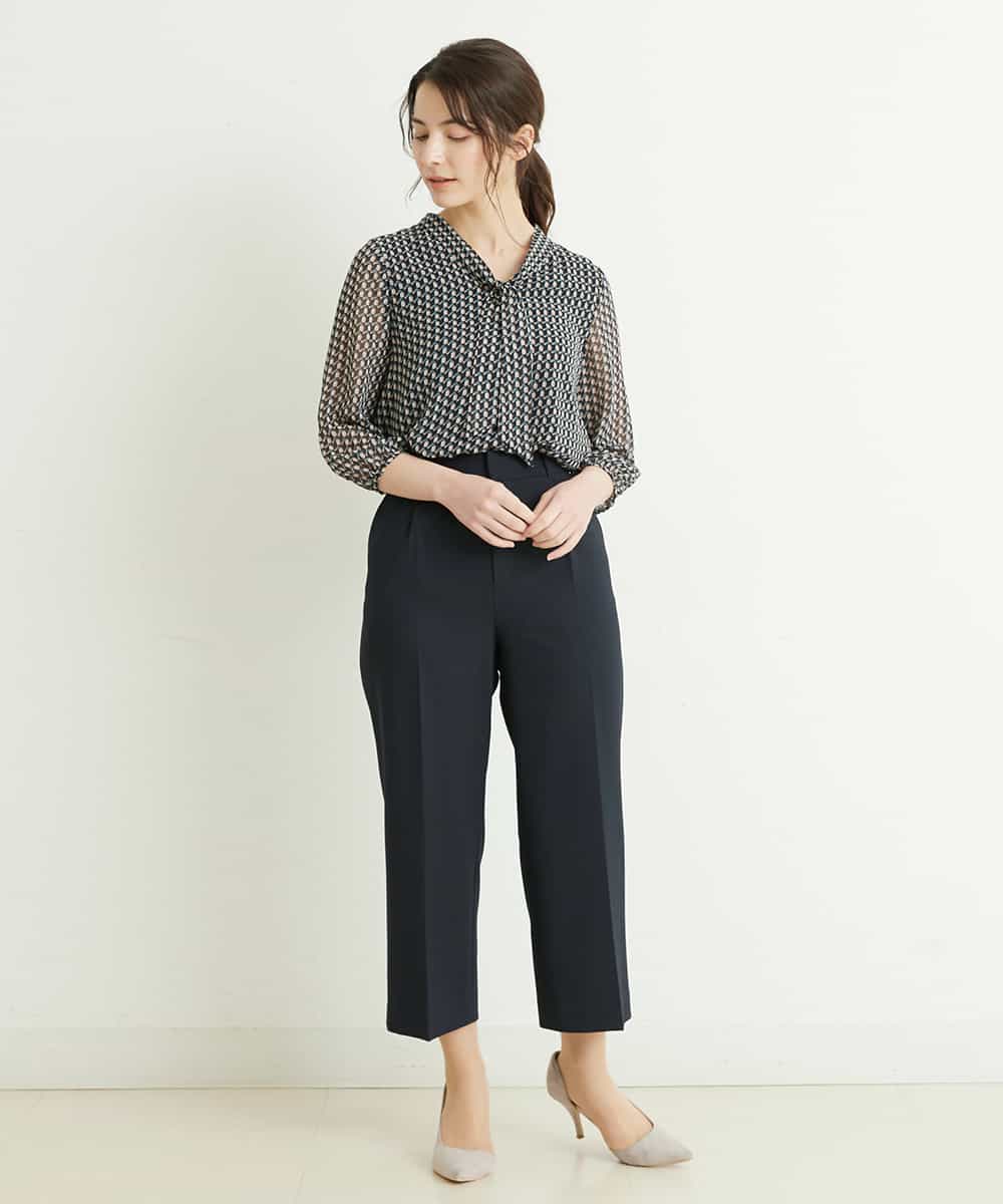 F1LFP34150 MK MICHEL KLEIN(小さいサイズ)(メゾン ドゥ サンク) 【小さいサイズ/Comfortシリーズ】ベーシックワイドパンツ ネイビー
