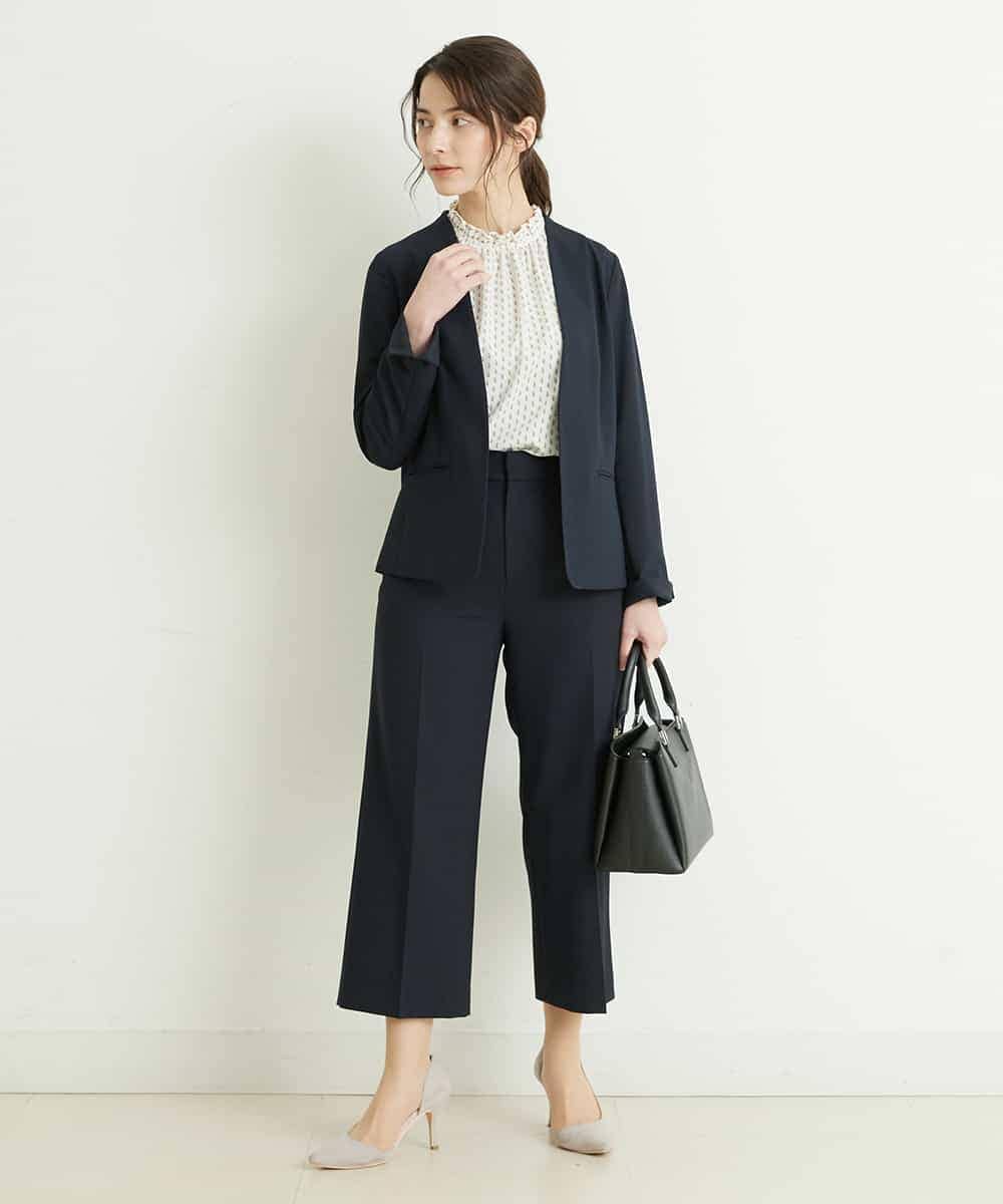 F1LFP34150 MK MICHEL KLEIN(小さいサイズ)(メゾン ドゥ サンク) 【小さいサイズ/Comfortシリーズ】ベーシックワイドパンツ ネイビー