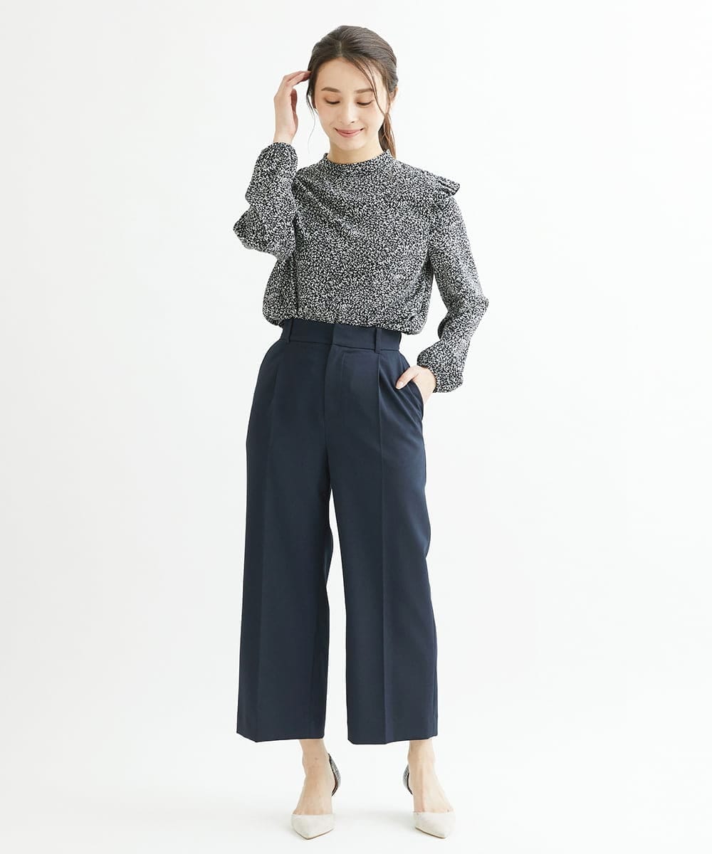 F1LFP34150 MK MICHEL KLEIN(小さいサイズ)(メゾン ドゥ サンク) 【小さいサイズ/Comfortシリーズ】ベーシックワイドパンツ ネイビー