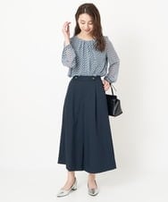 F1LFS22160 MK MICHEL KLEIN(小さいサイズ)(メゾン ドゥ サンク) 【小さいサイズ】ウエスト釦デザインガウチョパンツ/洗える ピンク