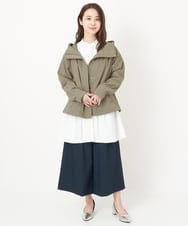 F1LFS22160 MK MICHEL KLEIN(小さいサイズ)(メゾン ドゥ サンク) 【小さいサイズ】ウエスト釦デザインガウチョパンツ/洗える ピンク