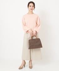 F1LFS22160 MK MICHEL KLEIN(小さいサイズ)(メゾン ドゥ サンク) 【小さいサイズ】ウエスト釦デザインガウチョパンツ/洗える ピンク