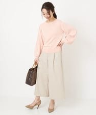 F1LFS22160 MK MICHEL KLEIN(小さいサイズ)(メゾン ドゥ サンク) 【小さいサイズ】ウエスト釦デザインガウチョパンツ/洗える ピンク