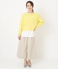 F1LFS22160 MK MICHEL KLEIN(小さいサイズ)(メゾン ドゥ サンク) 【小さいサイズ】ウエスト釦デザインガウチョパンツ/洗える ピンク