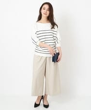 F1LFS22160 MK MICHEL KLEIN(小さいサイズ)(メゾン ドゥ サンク) 【小さいサイズ】ウエスト釦デザインガウチョパンツ/洗える ピンク