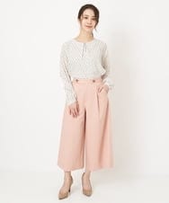 F1LFS22160 MK MICHEL KLEIN(小さいサイズ)(メゾン ドゥ サンク) 【小さいサイズ】ウエスト釦デザインガウチョパンツ/洗える ピンク